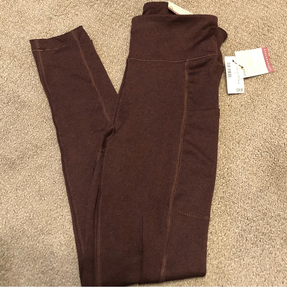 Aeropostale maroon Flex Leggings with Pockets small
